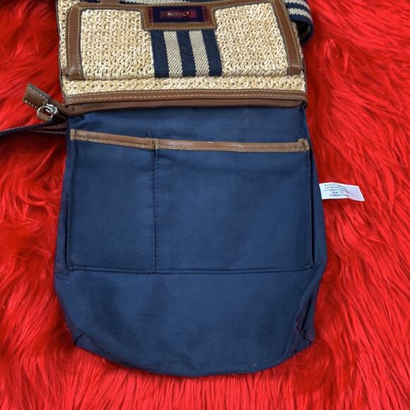 Chaps Rafia and stripe preppy crossbody or shoulder bag - Picture 11 of 14